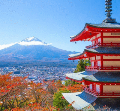 Tokyo city view from an observation deck overlooking skyscrapers and busy streets below