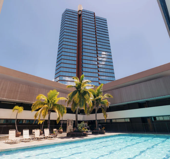 Bishop Suites at The Executive Centre in downtown Honolulu featuring high-rise city views and modern suite-style accommodations