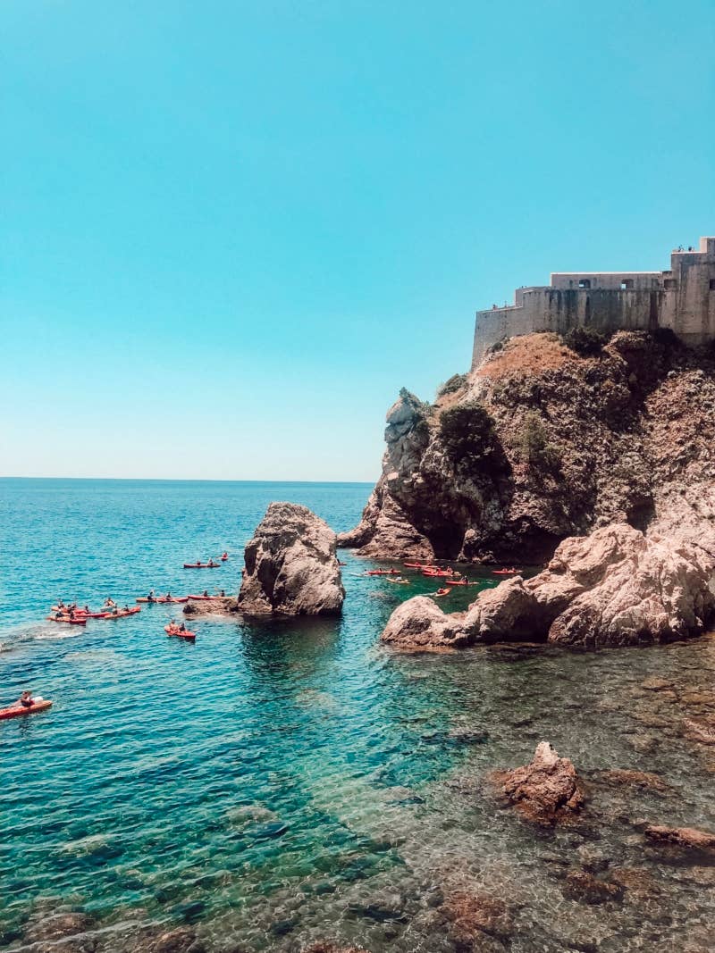 Dubrovnik, Croatia coastline with clear blue water on a sunny day