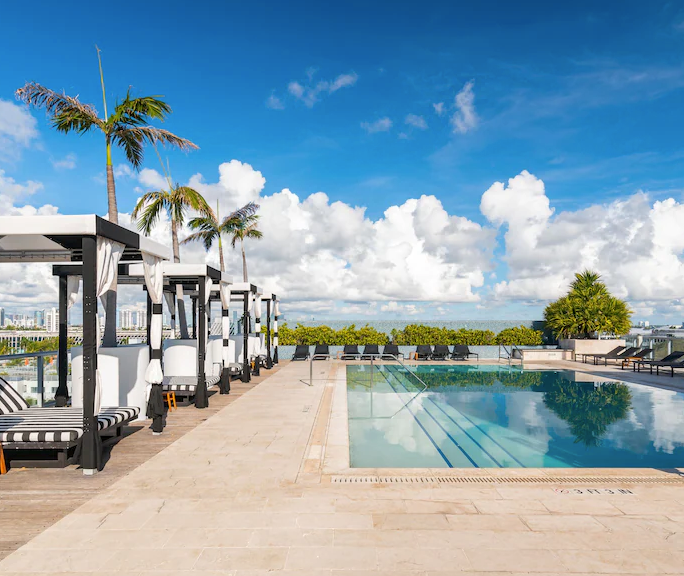 Exterior of Boulan South Beach Hotel with Art Deco-inspired design near the beach