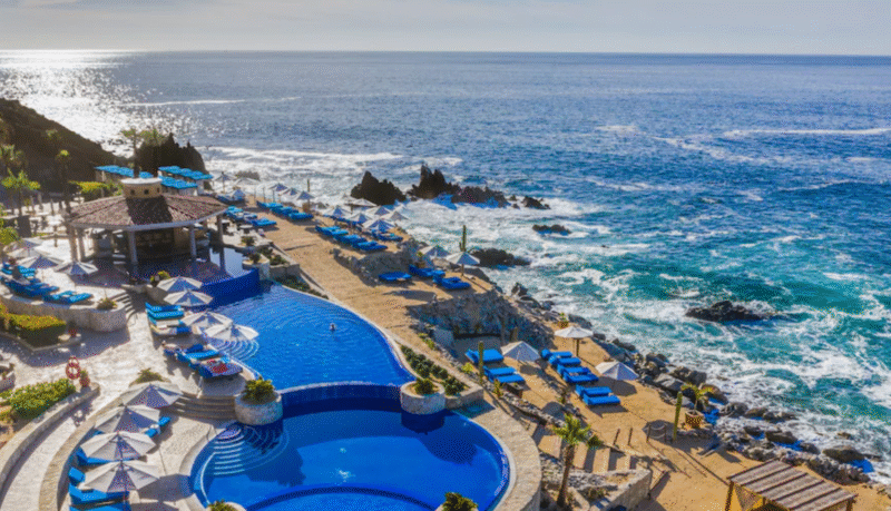 Oceanfront pool at Hacienda Encantada Resort in Cabo San Lucas