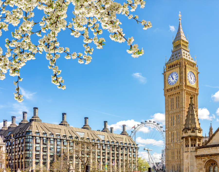 Big Ben clock tower at sunset in London