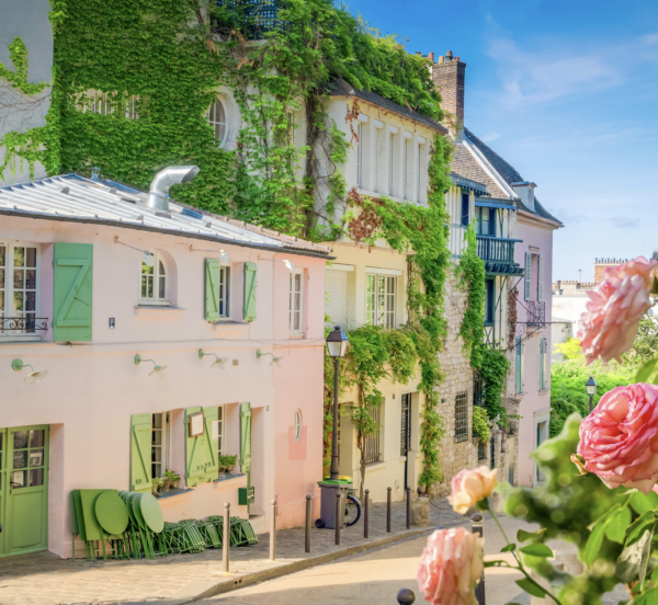 Paris street with greenery