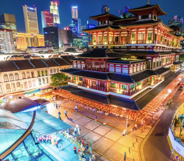 Modern Singapore office building in downtown district