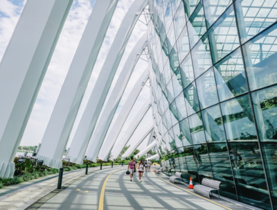 Skyway and Flower Dome garden attraction at Gardens by the Bay