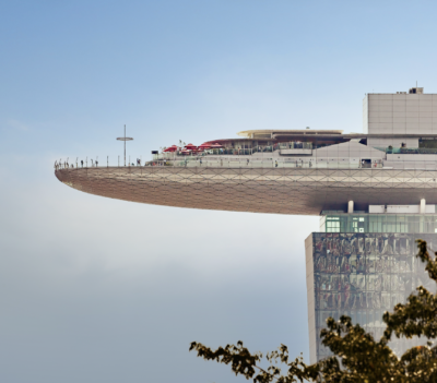 Marina Bay Sands observation deck with skyline views