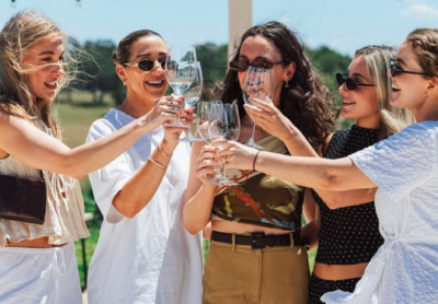 Vineyard landscape in Hunter Valley with rows of grapevines and rolling countryside