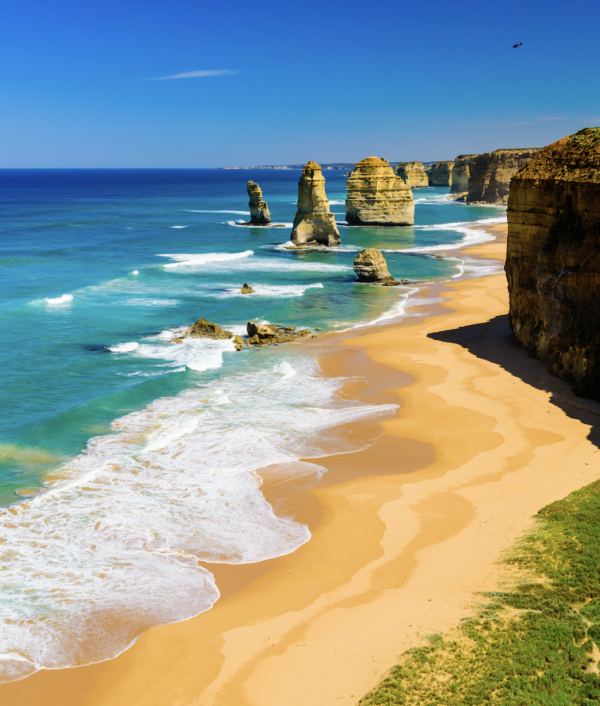Melbourne beach with rocky shoreline and coastal views