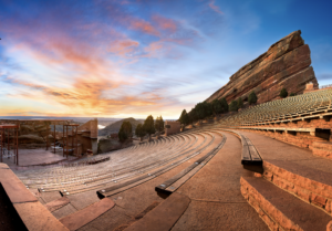 Outdoor amphitheater with seating and stage
