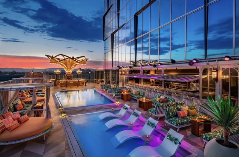 Modern exterior of Moxy Downtown Los Angeles hotel with contemporary design