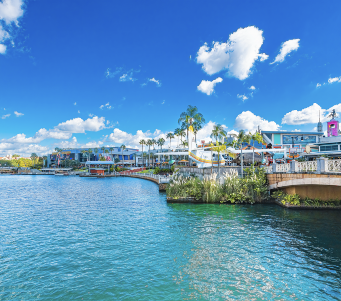 Scenic waterfront view with calm water and reflections