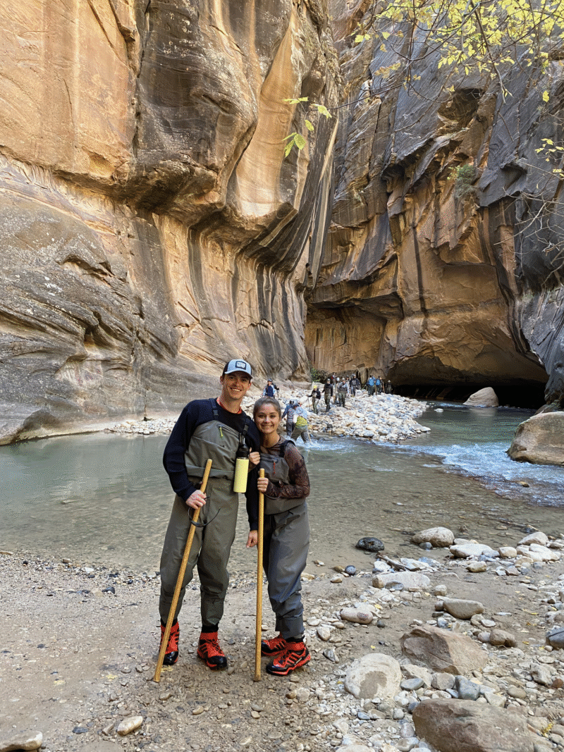 Two friends traveling in US national park