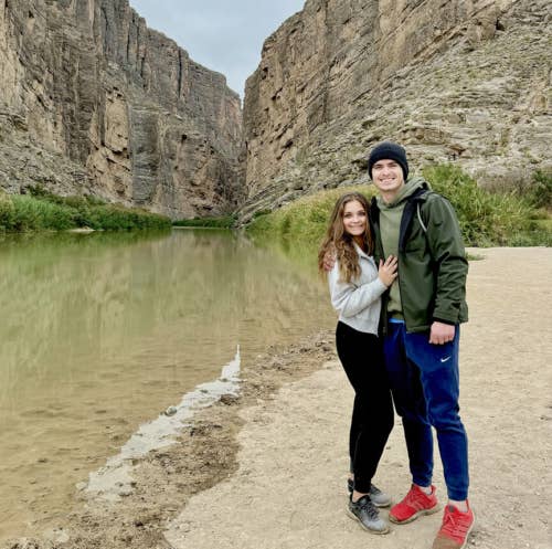 Friends hiking in a park